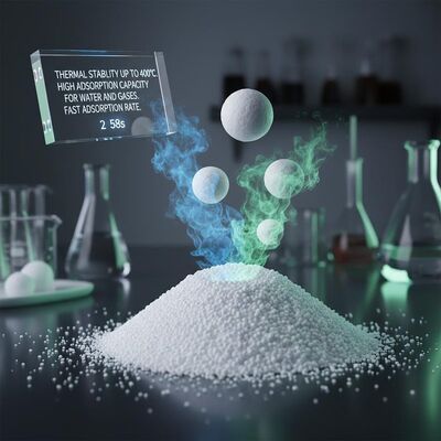 Stabilità termica fino a 400°C Adsorbente a setaccio molecolare con elevata capacità di assorbimento per acqua e gas e rapido tasso di assorbimento 2*58s
