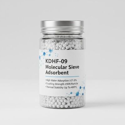 KDHF-09 Adsorbente per setaccio molecolare con elevato assorbimento dell'acqua ≥ 21,0%, resistenza alla frantumazione ≥ 90N/particella e stabilità termica fino a 400°C